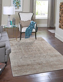 Unique Loom Chateau Quincy Machine Made Abstract Rug Beige, Brown/Navy Blue 8' 0" x 10' 0"