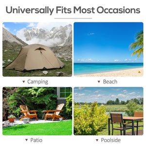 English Elm Outsunny 2-In-1 Adjustable Folding Lounge Chair With Pillow & Pocket - Perfect For Beach & Patio Relaxation W2225P217576-GIGA