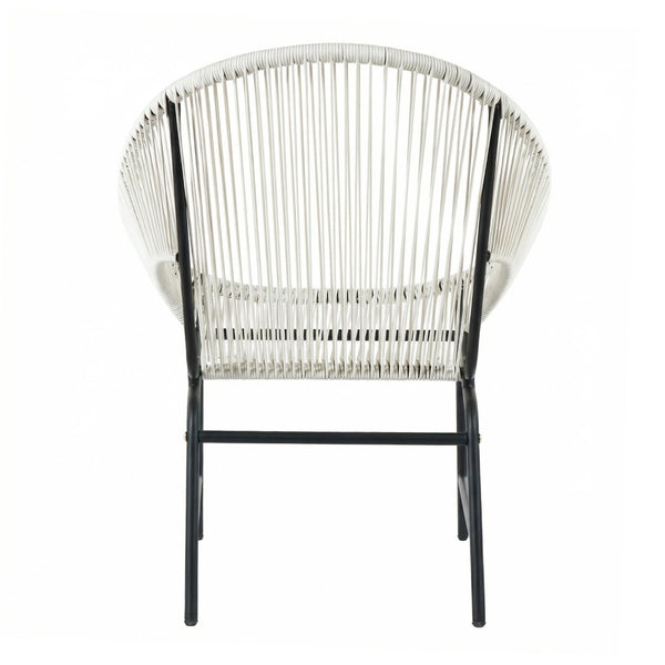 English Elm Nusa Outdoor Pe Rattan Patio Chairs with Iron Frame Airy Oval Weave Set of 2 White N775P422987W
