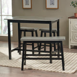 Christopher Knight Home® - Noble House - Pomeroy Farmhouse 4 Seater Rubber Wood Counter Dining Set