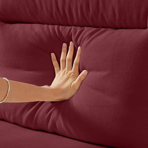 English Elm 82" Chesterfield Snowfleece Upholstered 3-seat Sofa Nailhead Trim Plush Living Room Burgundy W1359P386020