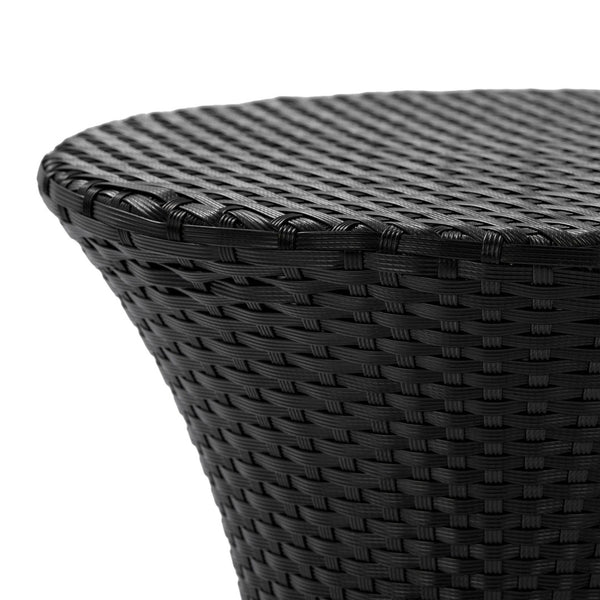 English Elm 19" Kono Hourglass Wicker Side Table Pe Rattan Sculptural Accent for Patio or Living Room Black N773P362078R