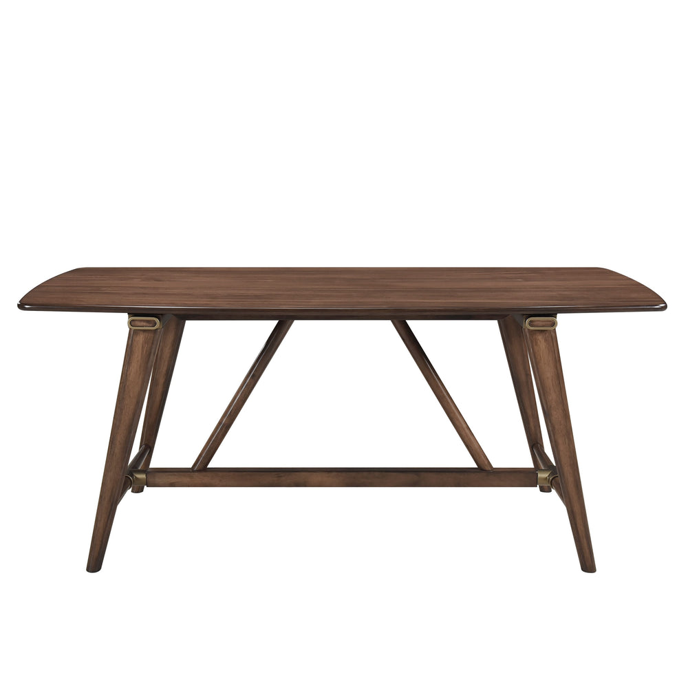 English Elm Modern 71" Wooden Dining Table Brown Finish — Sleek 35.5"x71"x30"H Solid Look, Easy Assembly B011P196939