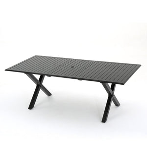 English Elm Outdoor Expandable Cast Aluminum Slatted Patio Dining Table with Rust Resistant Frame N768P372920B