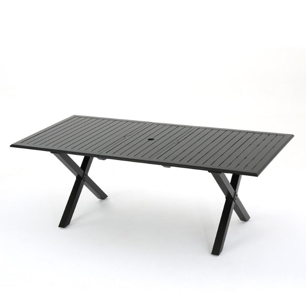 English Elm Outdoor Expandable Cast Aluminum Slatted Patio Dining Table with Rust Resistant Frame N768P372920B
