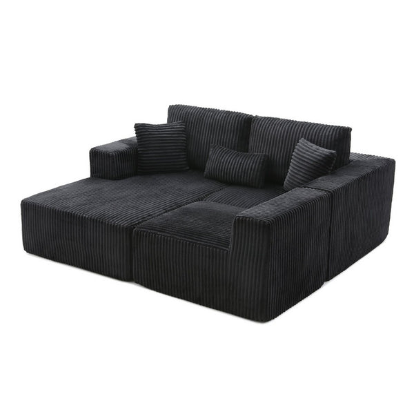 English Elm 109'' Modular L-shape Sectional Corduroy Couch Deep Seat No Assembly Living Room W1117S00310