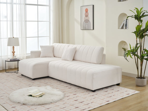 English Elm Jessica Lamb Wool Left Facing Sectional Sofa With Chaise - Plush Comfort & Timeless Style For Any Room B102S00070