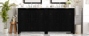 English Elm Modern 48 Inch Freestanding Bathroom Vanity Dual Ceramic Sinks Soft Close Gold Handles N729P000004P