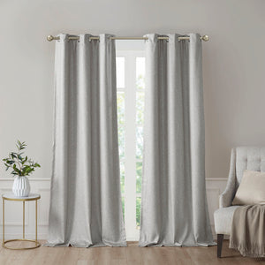 JLA Home SunSmart - Tonal Faux Silk Room-Darkening Curtain Panel Pair with Thermal Foamback, OEKO‑TEX, Silver Grommets SS40-0143