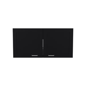 English Elm Utica Wall Cabinet with Mirrored Front and Clear Shelves for Modern Kitchens — Durable Engineered Wood Storage Black B092P309180