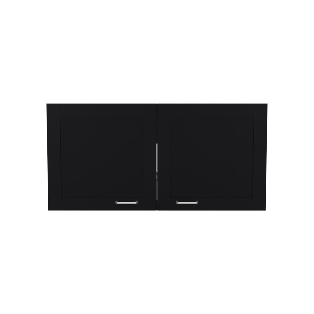 English Elm Utica Wall Cabinet with Mirrored Front and Clear Shelves for Modern Kitchen Organization and Durability Black B092P309180
