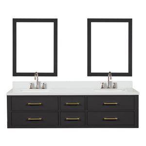 English Elm Black Double Bath Vanity Set With Cultured Marble Top, Chrome Faucets & Matching Mirrors – 72” W B2731S01833