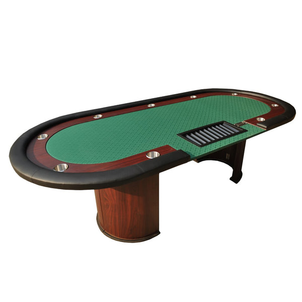 English Elm 96" Casino Style Poker Table with Speed Cloth Felt Racetrack and Steel Cup Holders Green W2748S00014