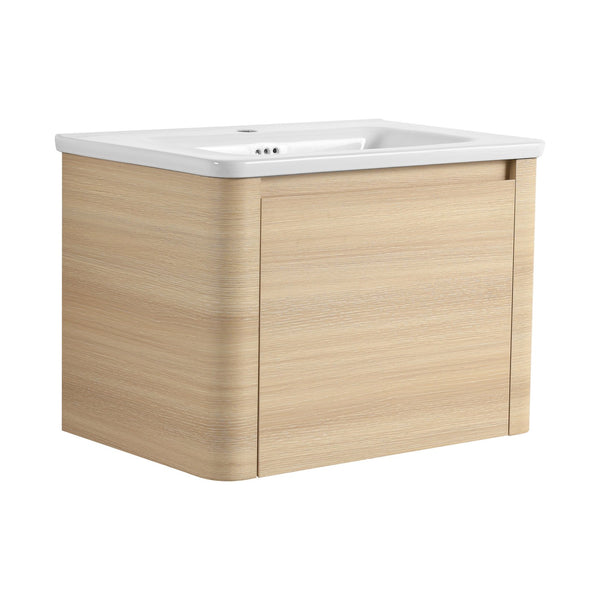 English Elm 28'' Wall-Mounted Bathroom Vanity with Ceramic Sink, Soft-Close Door, Plywood Durability & Space-Saving Design Ameican White Oak W999P317926