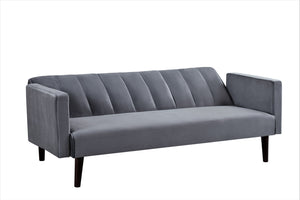 English Elm 72" Velvet Futon Sofa Convertible Twin Sleeper with Channel Tufting and Solid Wood Frame B2735P421792