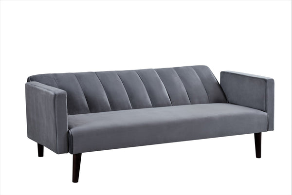English Elm 72" Velvet Futon Sofa Convertible Twin Sleeper with Channel Tufting and Solid Wood Frame B2735P421792