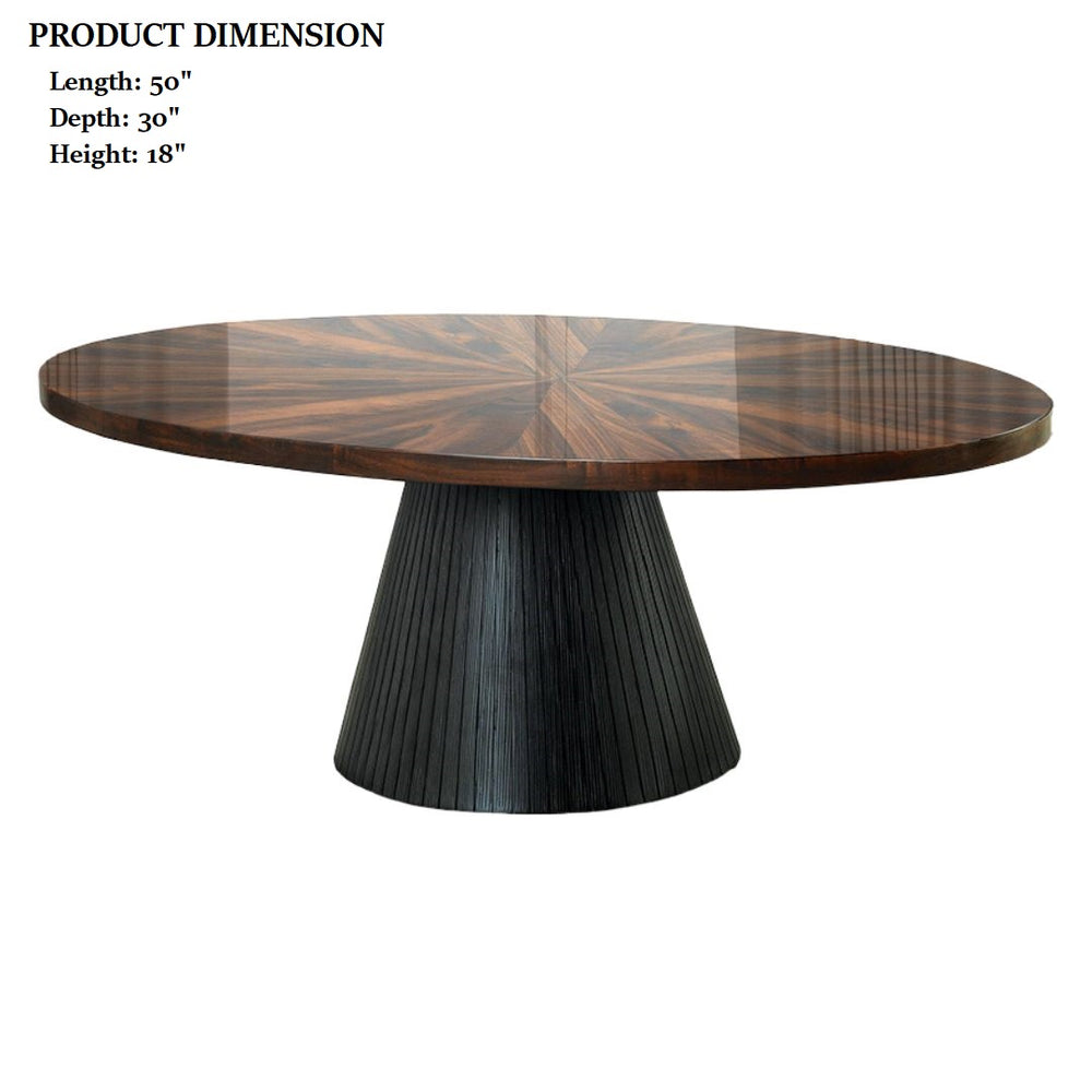 English Elm Contemporary 3-Piece Table Set With Parquet Pattern Top & Black Drum Base - Ideal For Modern Living Rooms B2741S00648