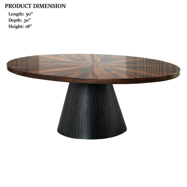 English Elm Contemporary 3-Piece Table Set With Parquet Pattern Top & Black Drum Base - Ideal For Modern Living Rooms B2741S00648