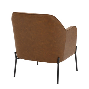 English Elm Daniella Modern Accent Chair with Bucket Seat and Metal Legs, Faux Leather Upholstery Comfortably Stylish Camel B202P223485