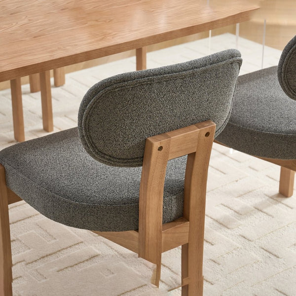 English Elm Wooden Wingback Dining Chairs Chenille Upholstered Farmhouse Set for Kitchen Comfort Grey W3244P316080