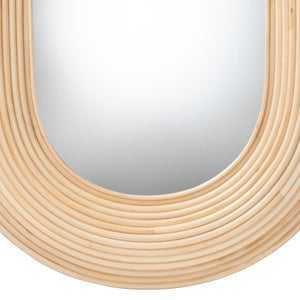 English Elm Modern Rattan Oval Wall Mirror Handcrafted Bohemian Decor for Entryways and Living Rooms B2750P420398