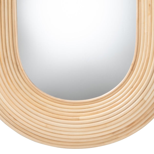English Elm Modern Rattan Oval Wall Mirror Handcrafted Bohemian Decor for Entryways and Living Rooms B2750P420398