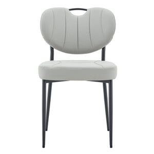 English Elm Dark Oil Waxed Faux Leather Dining Chair Set with Diamond Tufted High Back Metal Legs W3493P449243
