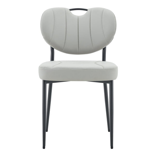 English Elm Dark Oil Waxed Faux Leather Dining Chair Set with Diamond Tufted High Back Metal Legs W3493P449243