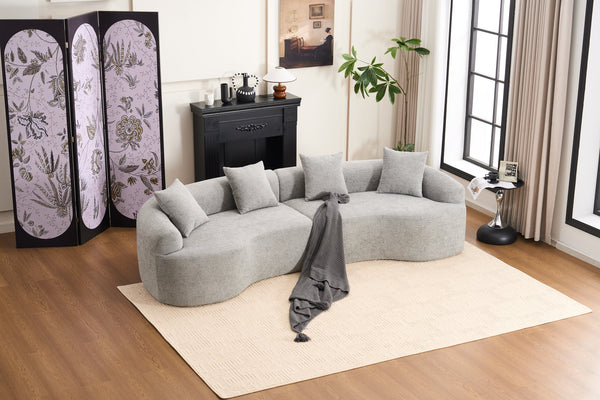 English Elm Curved Boneless Sofa modular 110" sectional with high-density foam & spring core, kid‑friendly curves, no assembly required for easy moving and cozy lounging Grey W2231S00007