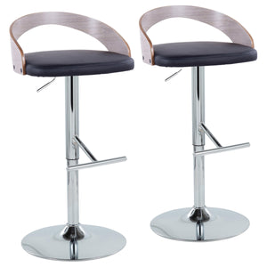 English Elm Grotto Adjustable Height Barstools Set Of 2 - Modern Swivel Design In Chrome & Faux Leather Comfort B202S00926