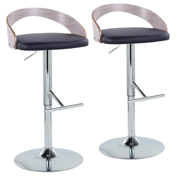 English Elm Grotto Adjustable Height Barstools Set Of 2 - Modern Swivel Design In Chrome & Faux Leather Comfort B202S00926