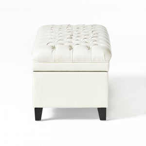 English Elm Christopher Knight Home® - Juliana Storage Ottoman – Elegant Ivory Pu Upholstered Accent With Hidden Storage For Any Room 57741.00IVY