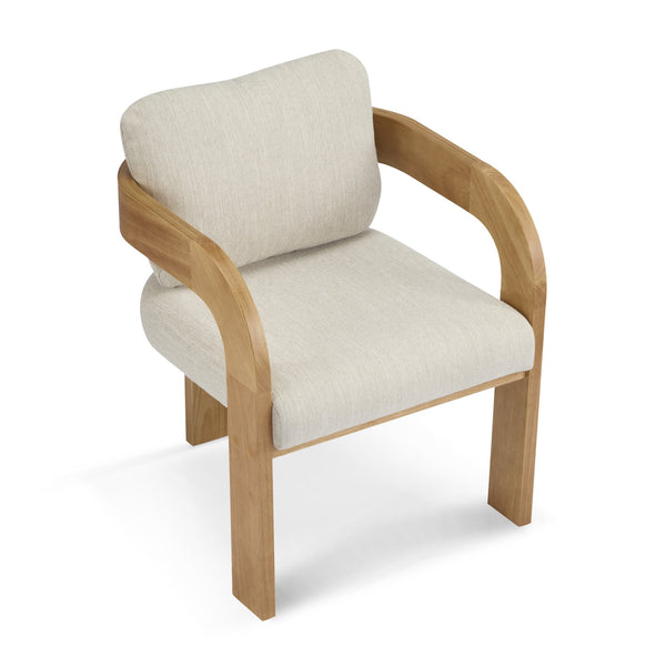 English Elm Christopher Knight Home® - 2-Pack Dining Chairs with Pillow Back and Curved Arms, Foam Seat Comfort, Sturdy Rubber Wood Frame Beige+Natural N779P298399B