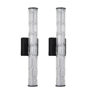 English Elm 19.7'' Matte Black Wall Sconces Set of 2 with K9 Crystal, Dimmable LED 12W 3-Temp Vanity Lighting W2312P394336