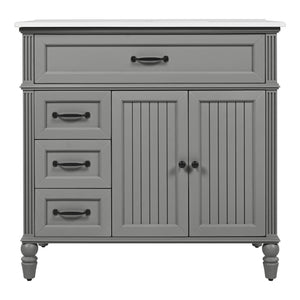 English Elm Christopher Knight Home® - 36" Bathroom Vanity with Sink - Freestanding Ceramic Top, Soft-Close Doors & Drawers, Robust Craftsmanship Grey N759P340019E
