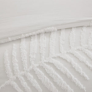 English Elm 3 Tufted Cotton Chenille Palm Comforter Set Full/Queen - Coastal OEKO-TEX Beachy Texture, Machine Washable Off White 23.62 L x 19.29 W x 11.81 H B03597113