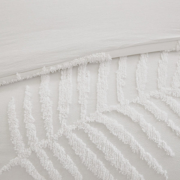 English Elm 3 Tufted Cotton Chenille Palm Comforter Set Full/Queen - Coastal OEKO-TEX Beachy Texture, Machine Washable Off White 23.62 L x 19.29 W x 11.81 H B03597113