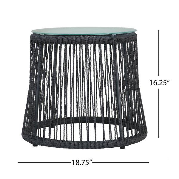 English Elm Christopher Knight Home® - SOUTHPORT Woven Rope Club Chair with Steel Frame, Water‑Resistant Cushions & Bohemian Outdoor Style Gray 62329.00TGRY