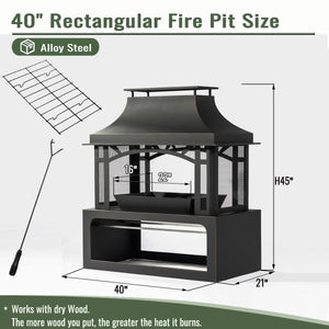 English Elm 40" Wood Burning Fireplace Outdoor Steel Fire Pit 50,000 BTU Rustic Chiminea for Patio Garden Backyards W853P166784