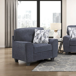 English Elm Contemporary Chenille 3 Piece Sofa Set with Pocket Coil Support and Reversible Cushions Blue B011S02477