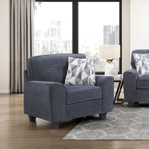 English Elm Contemporary Chenille 3 Piece Sofa Set with Pocket Coil Support and Reversible Cushions Blue B011S02477