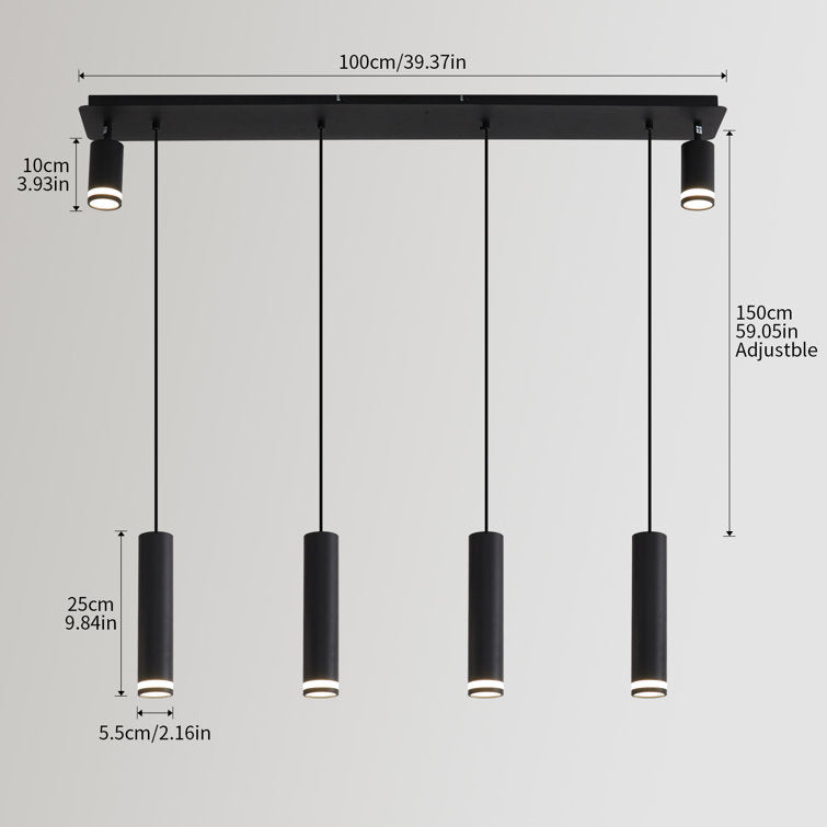 English Elm Angelina 6-Light Matte Black Pendant - Modern Kitchen Island Fixture For Stylish Task Lighting T3177P283998