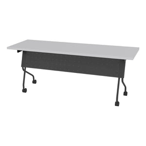 OSP Home Furnishings 6' 6 Foot Flip Top Nesting Training Table with Laminate Work Surface for Classrooms Grey Titanium 84226TG