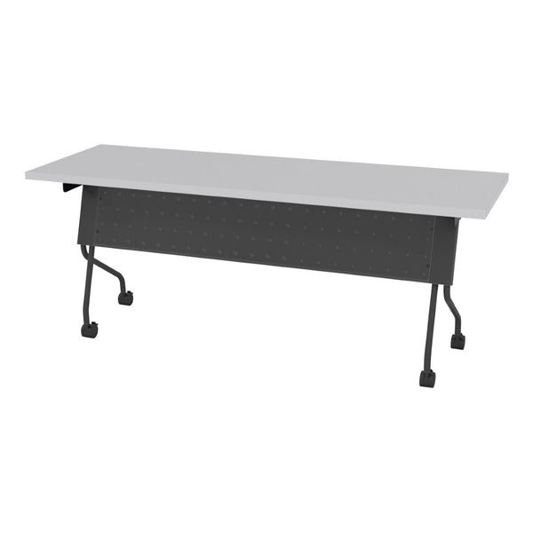 OSP Home Furnishings 6' 6 Foot Flip Top Nesting Training Table with Laminate Work Surface for Classrooms Grey Titanium 84226TG