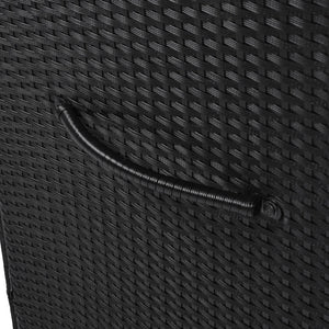 English Elm K&K 200 Gallon Wicker Deck Box with Lockable Lid, Hydraulic Pistons, Wheels, Weatherproof Storage Black N707P245457B