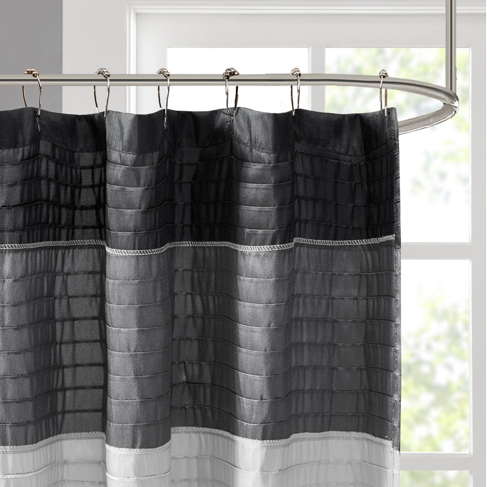 JLA Home Madison Park - Faux Silk Dupioni Shower Curtain with Pintuck Panels, Machine Washable, Hotel-Quality Sheen and Drapes MP70-246