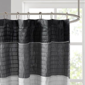 JLA Home Madison Park - Faux Silk Dupioni Shower Curtain with Pintuck Panels, Machine Washable, Hotel-Quality Sheen and Drapes MP70-246