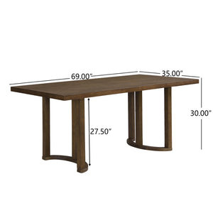 English Elm Christopher Knight Home® - 69 69 INCHES DINING TABLE - Sleek Solid Wood & MDF Rectangular Table with U-Shaped Trestle Base, Seats 6 Walnut N771P256927T
