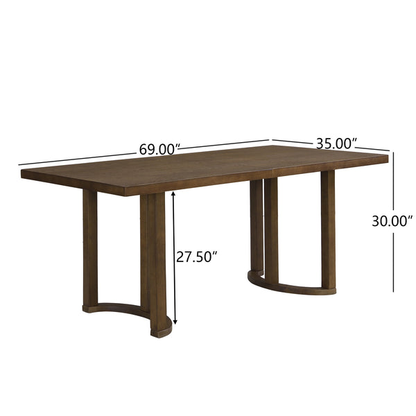 English Elm Christopher Knight Home® - 69 69 INCHES DINING TABLE - Sleek Solid Wood & MDF Rectangular Table with U-Shaped Trestle Base, Seats 6 Walnut N771P256927T