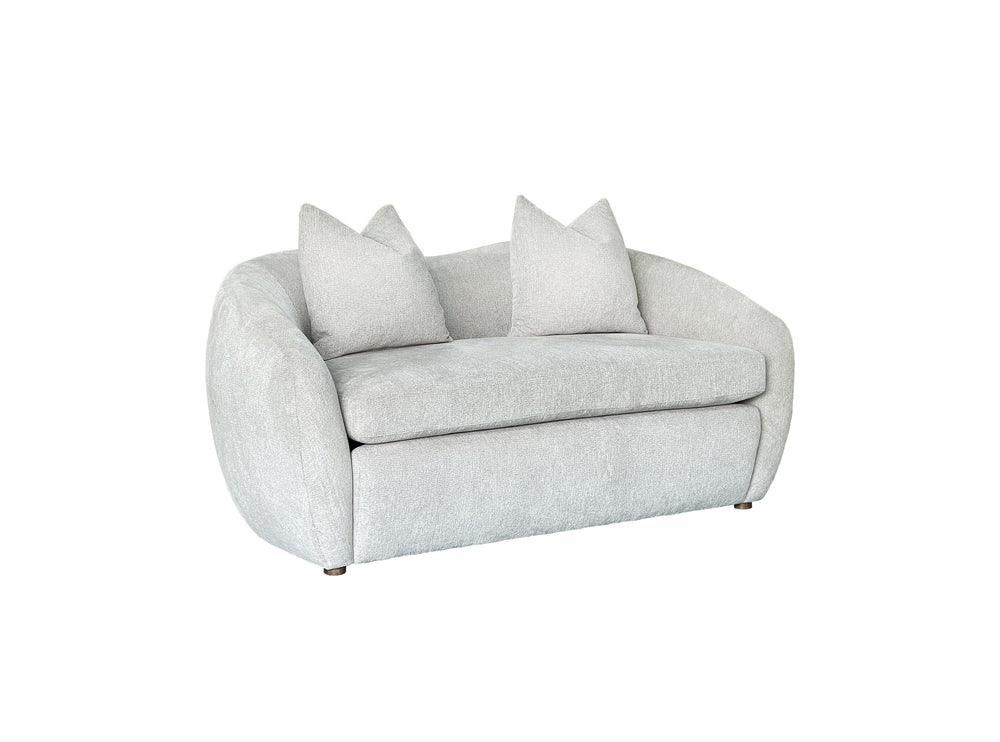 English Elm Loveseat Mendocino Beach White Fabric Upholstered with 2 Pillows, Sinuous Springs, Reversible Cushions B2699P394560